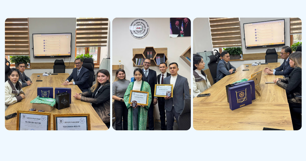 Students of the Tsul Legal Clinic Win International Competition, Professor Said Gulyamov presented the students with valuable prizes and certificates in recognition of their achievements.