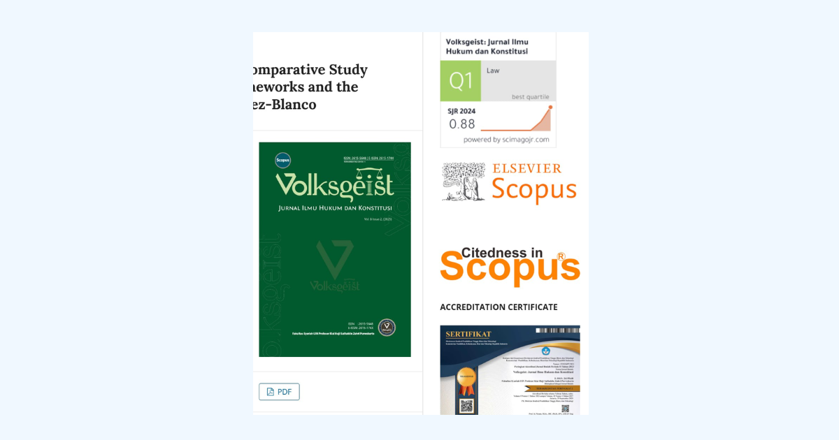 Academic Achievement I`m proud to announce that I, together with international co-authors, published an article in Volksgeist: Jurnal Ilmu Hukum dan Konstitusi (Scopus Q1, SJR 2024: 0.88).